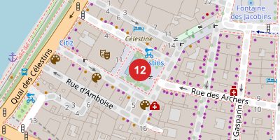 Carte de Théâtre et le parking des Célestins