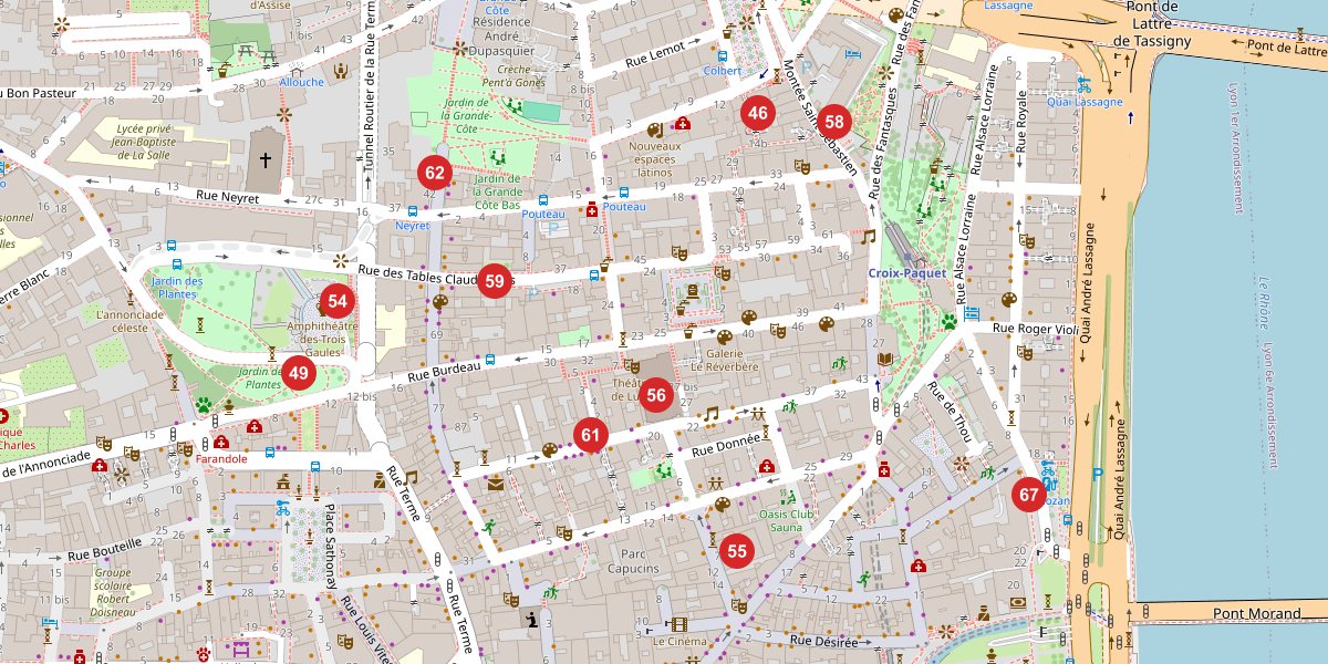Carte du quartier Les Pentes de la Croix-Rousse