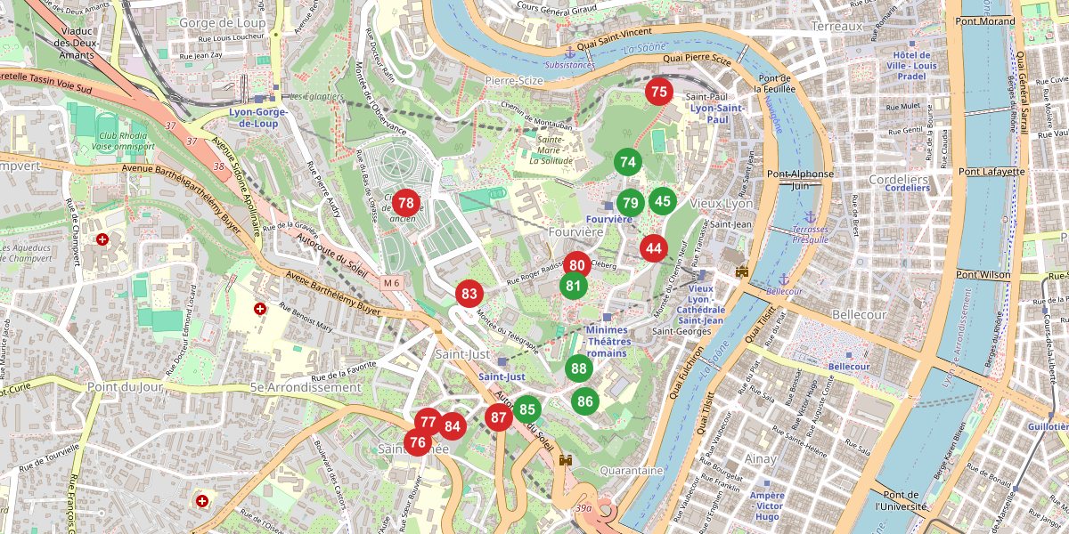 Carte de la section La colline de Fourvière