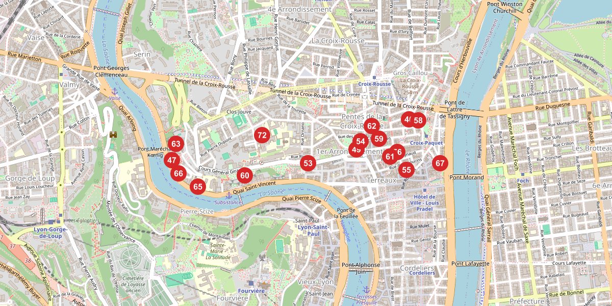 Carte de la section Les Pentes de la Croix-Rousse